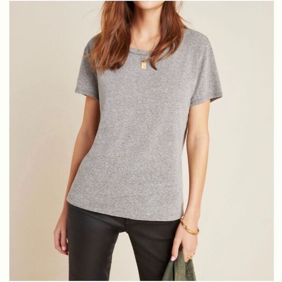 Anthropologie T.la Heather Gray Short Sleeve Basic Tee S NWT - Picture 1 of 6